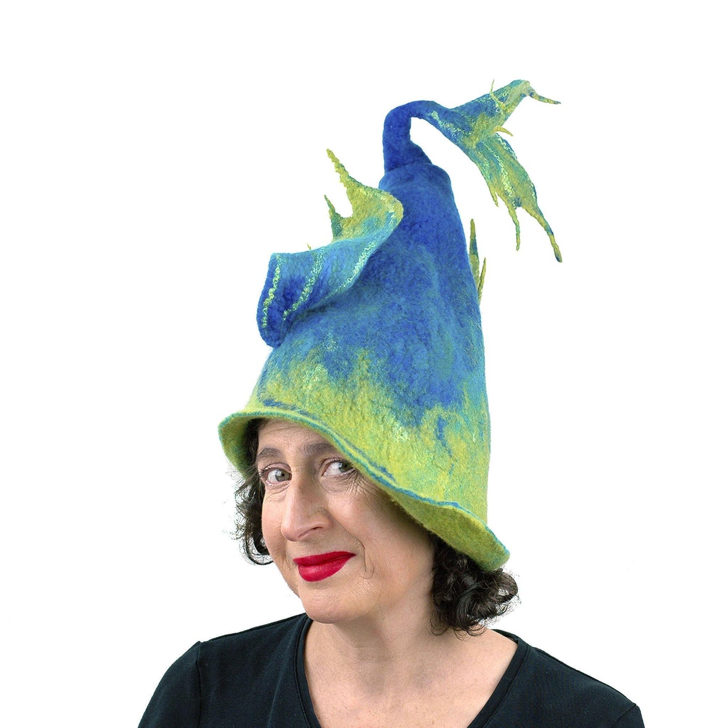 Felted Wizard Hat with Dragon Tail - threequarters view
