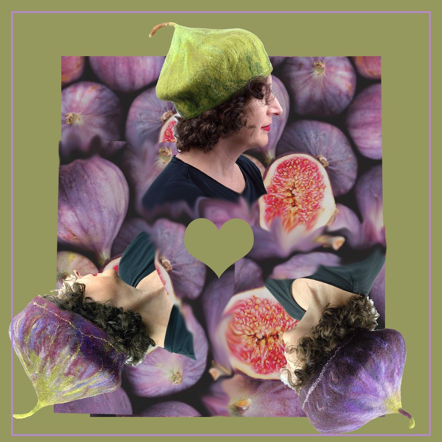 Fig Hat Trio - a digital collage