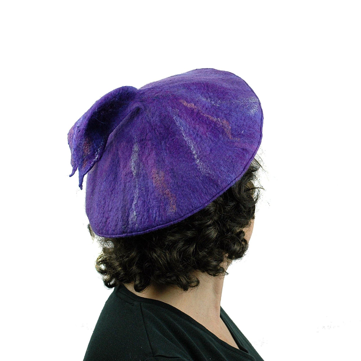 Fishtail Inspired Purple Beret - back view