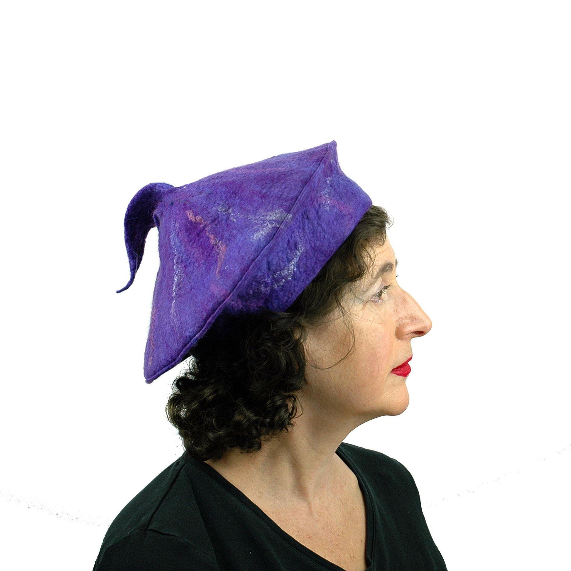 Fishtail Inspired Purple Beret - side view