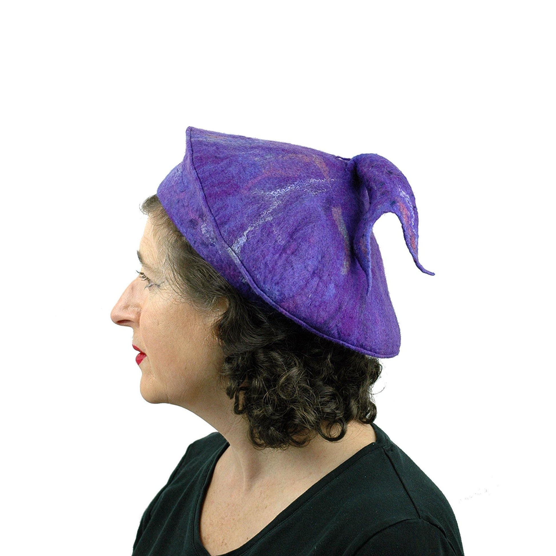 Fishtail Inspired Purple Beret - side view