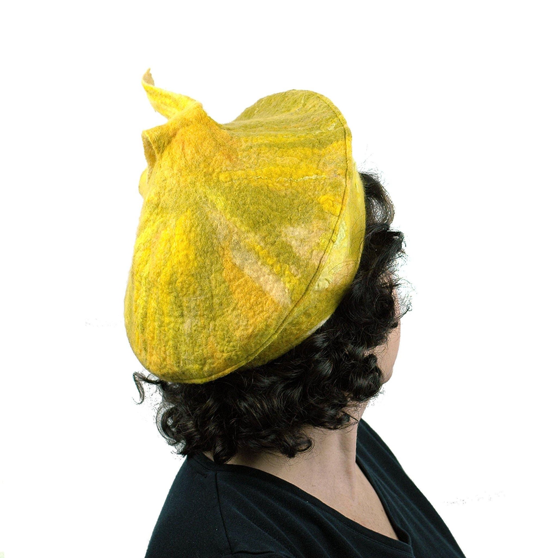 Fishtail Inspired Yellow Beret - back view