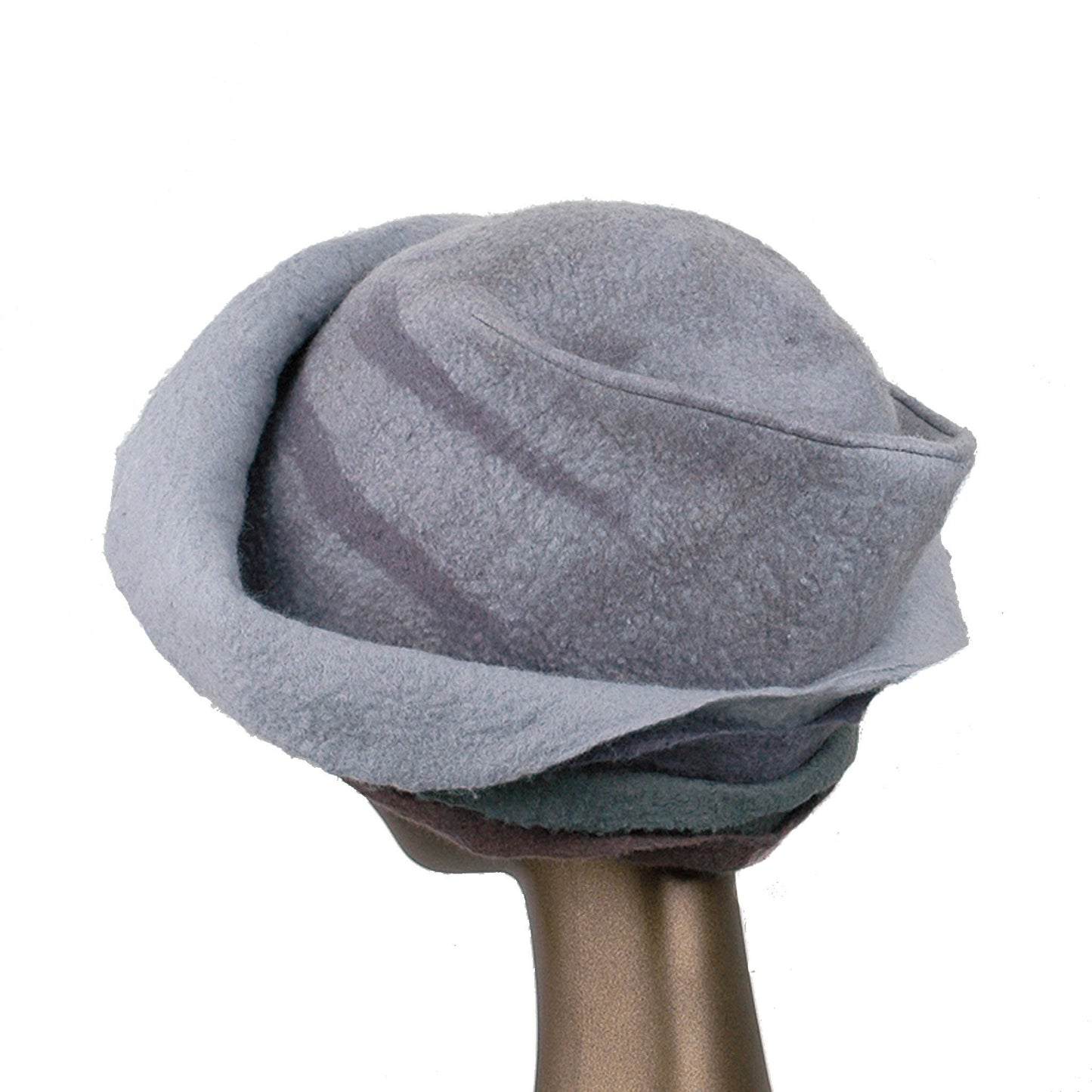 Gray Felted Cloche with Seashell Layered Brim - back view