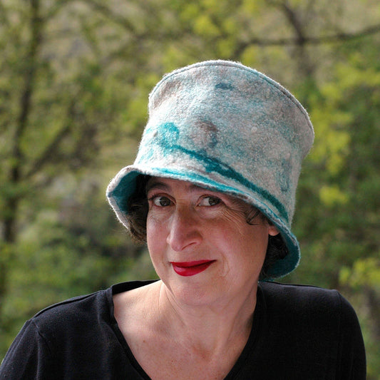Highland Style Green and Brown Felted Top Hat - front view