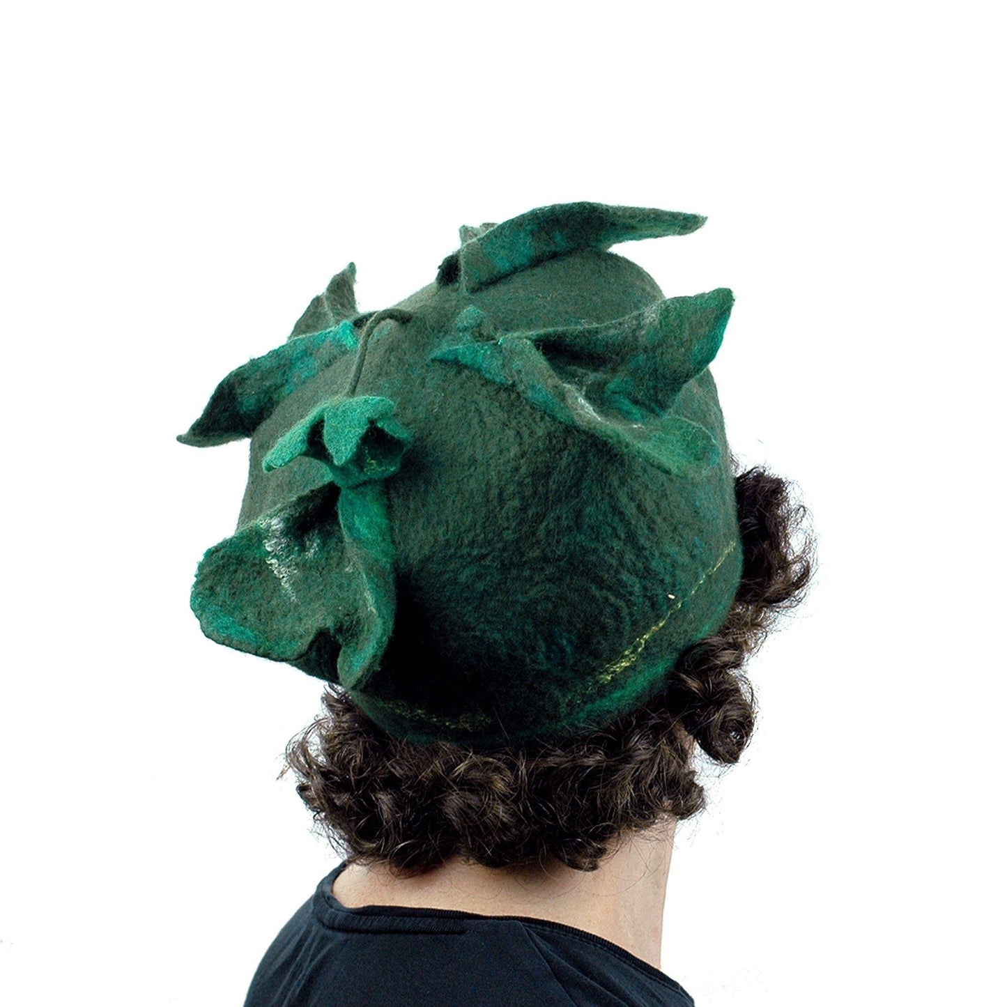 Green Four Leaf Clover Felted Hat - back view
