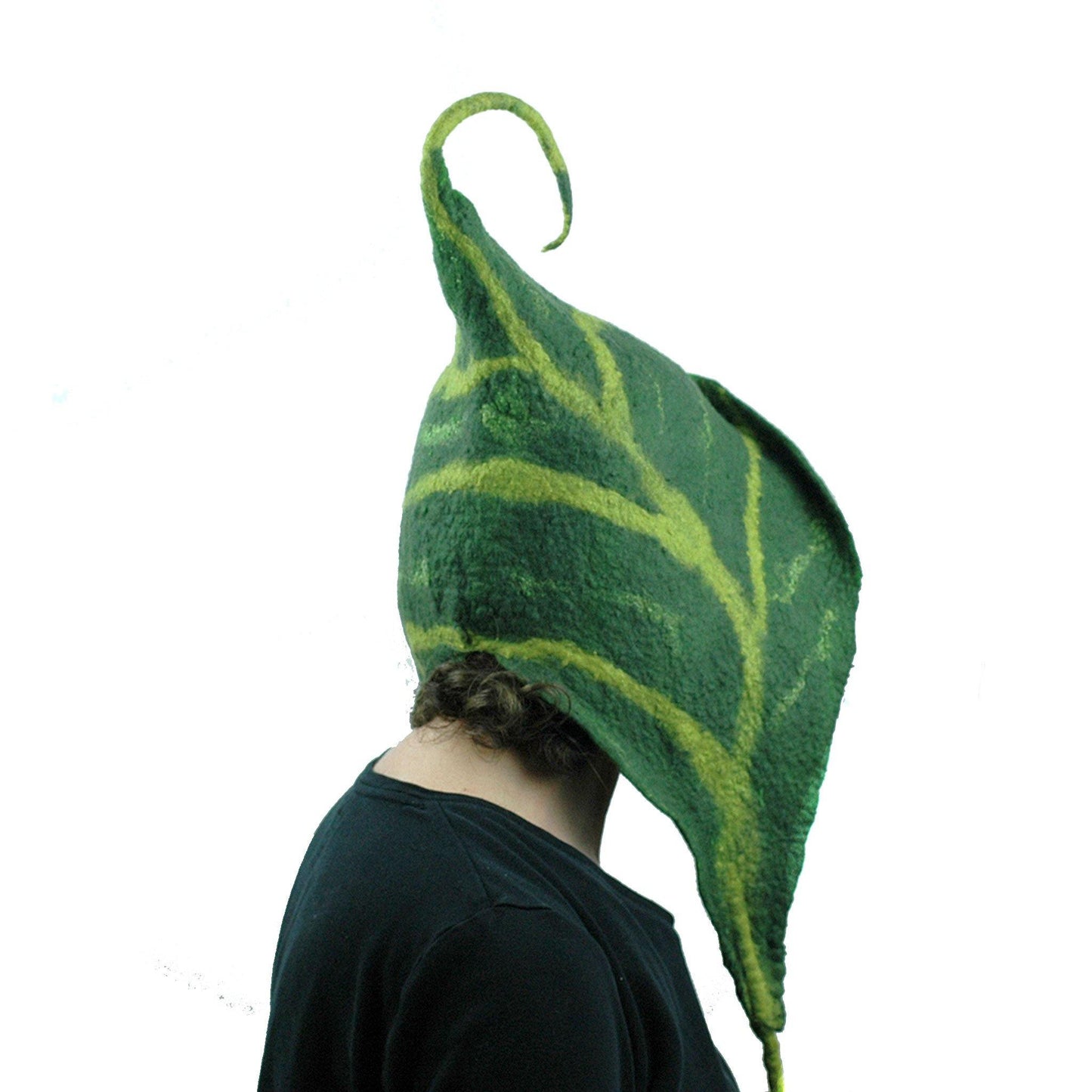 Green Leaf Felted Hood
