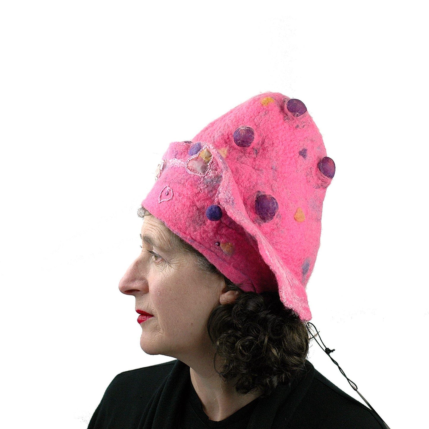 Hot Pink Conversation Hearts Hat - side view
