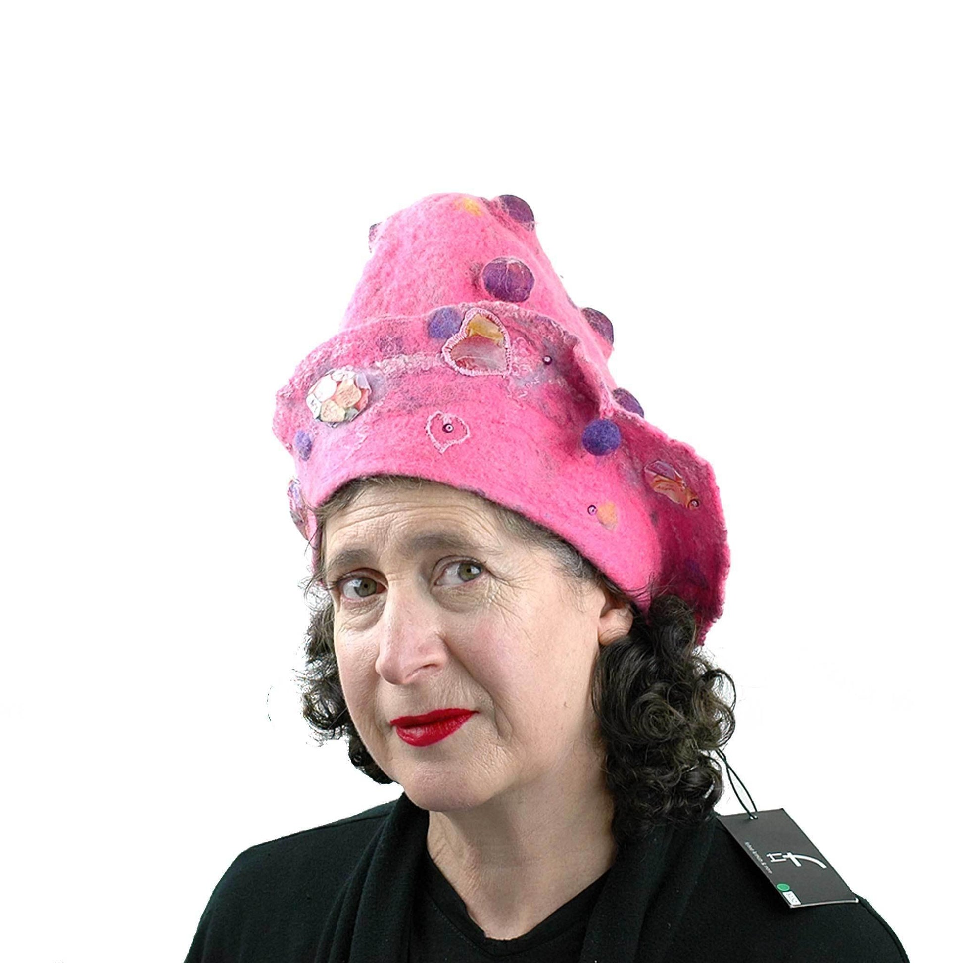 Hot Pink Conversation Hearts Hat - threequarters view
