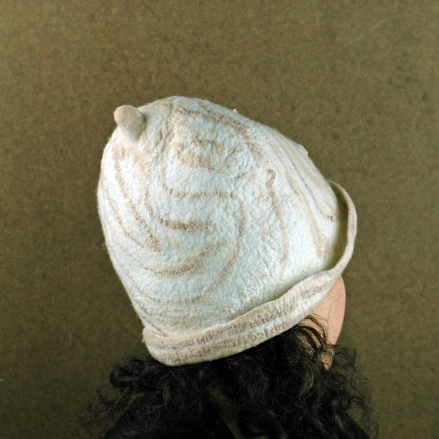 Ivory and Sepia Cloche Hat -back view