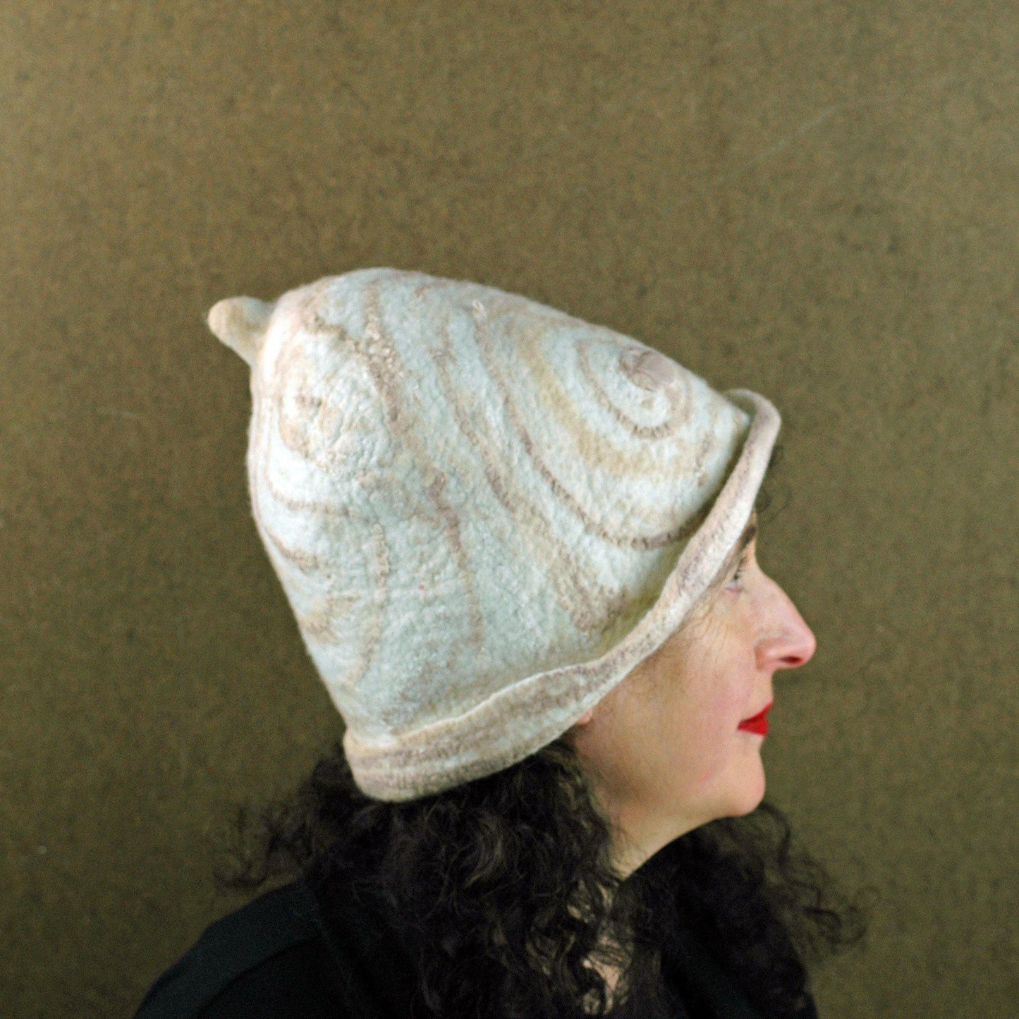 Ivory and Sepia Cloche Hat - side view 2