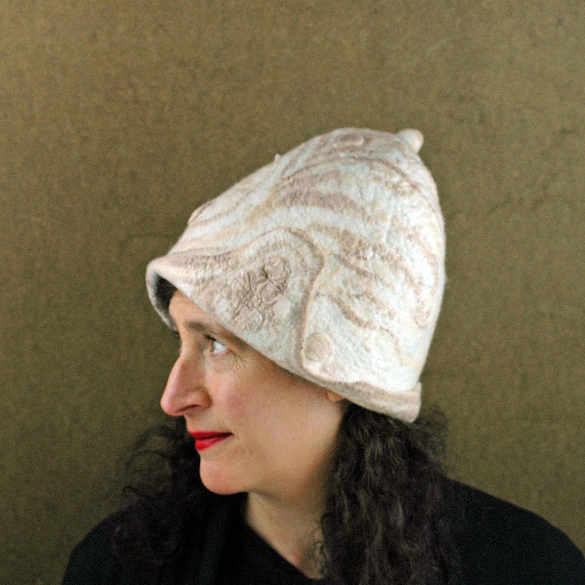 Ivory and Sepia Cloche Hat - side view