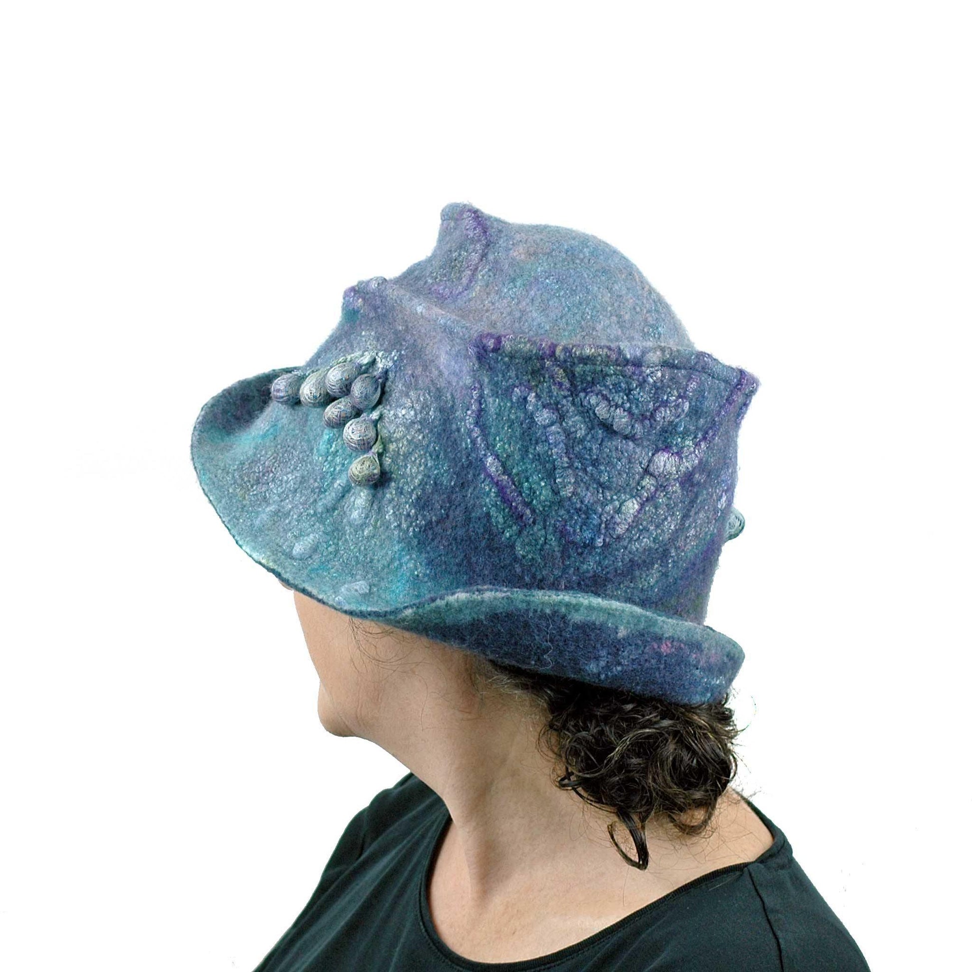 Jewel Toned Blue and Purple Bucket Hat - back  view