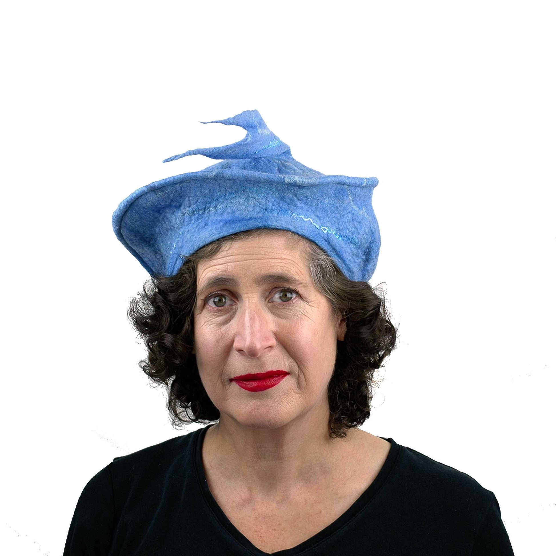 Light Blue Beret with Fishtail - front view