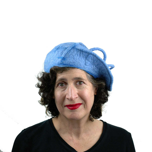 Light Blue Curlicue Beret - front view