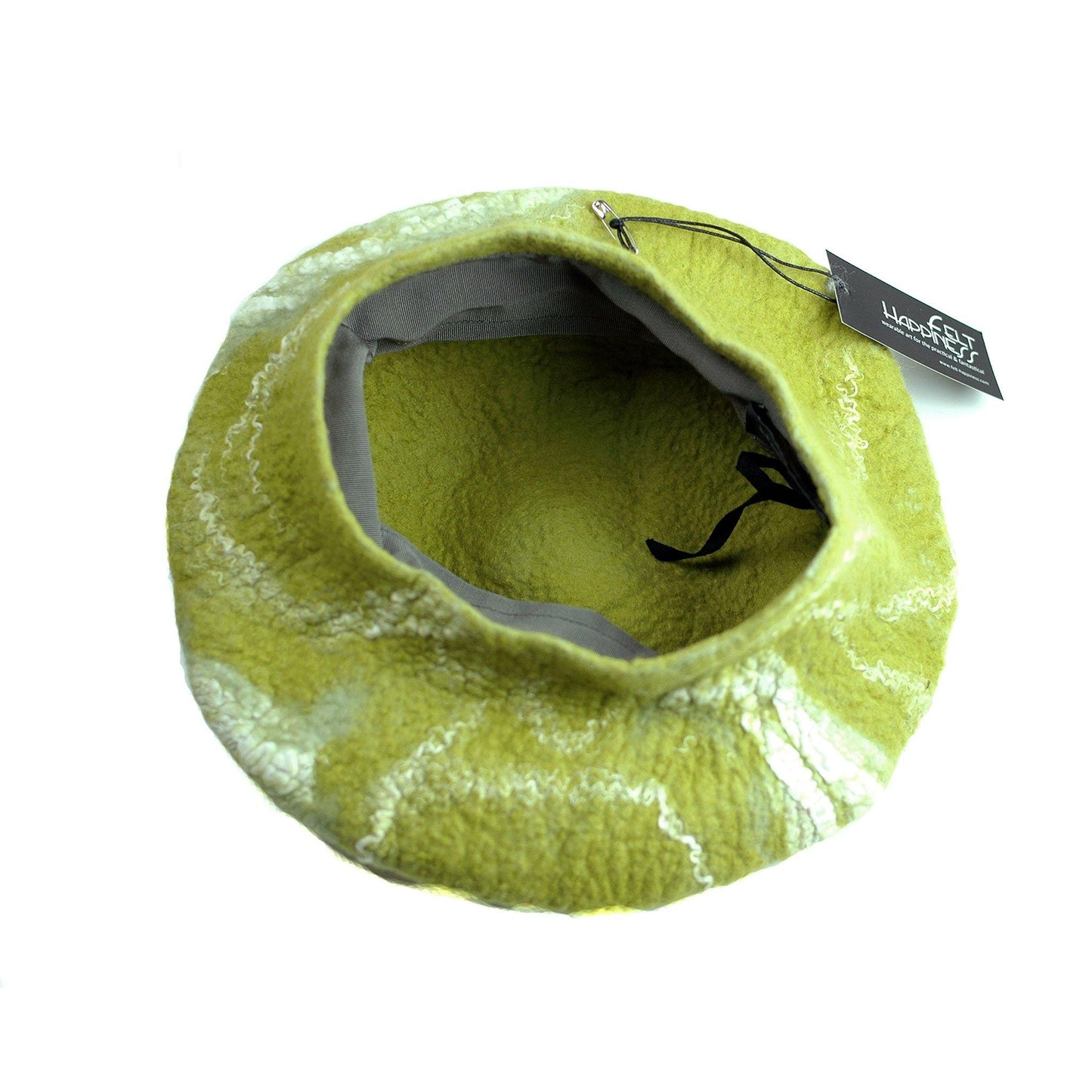 White and Lime Green Beret - inside view
