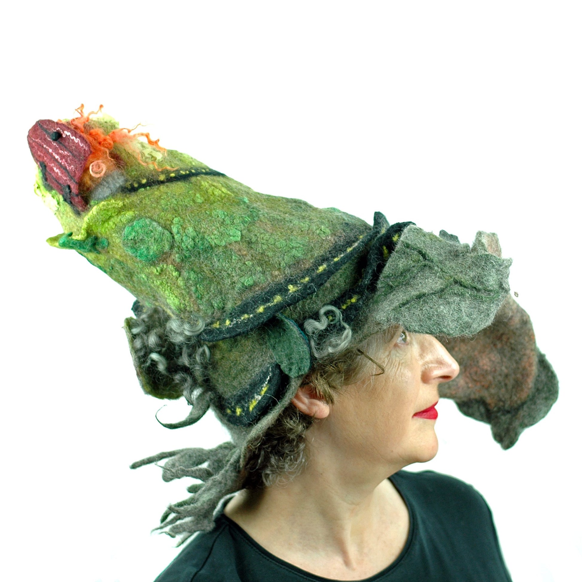 Wearable Art Wizard Hat of Mountain with a Long and Winding Road