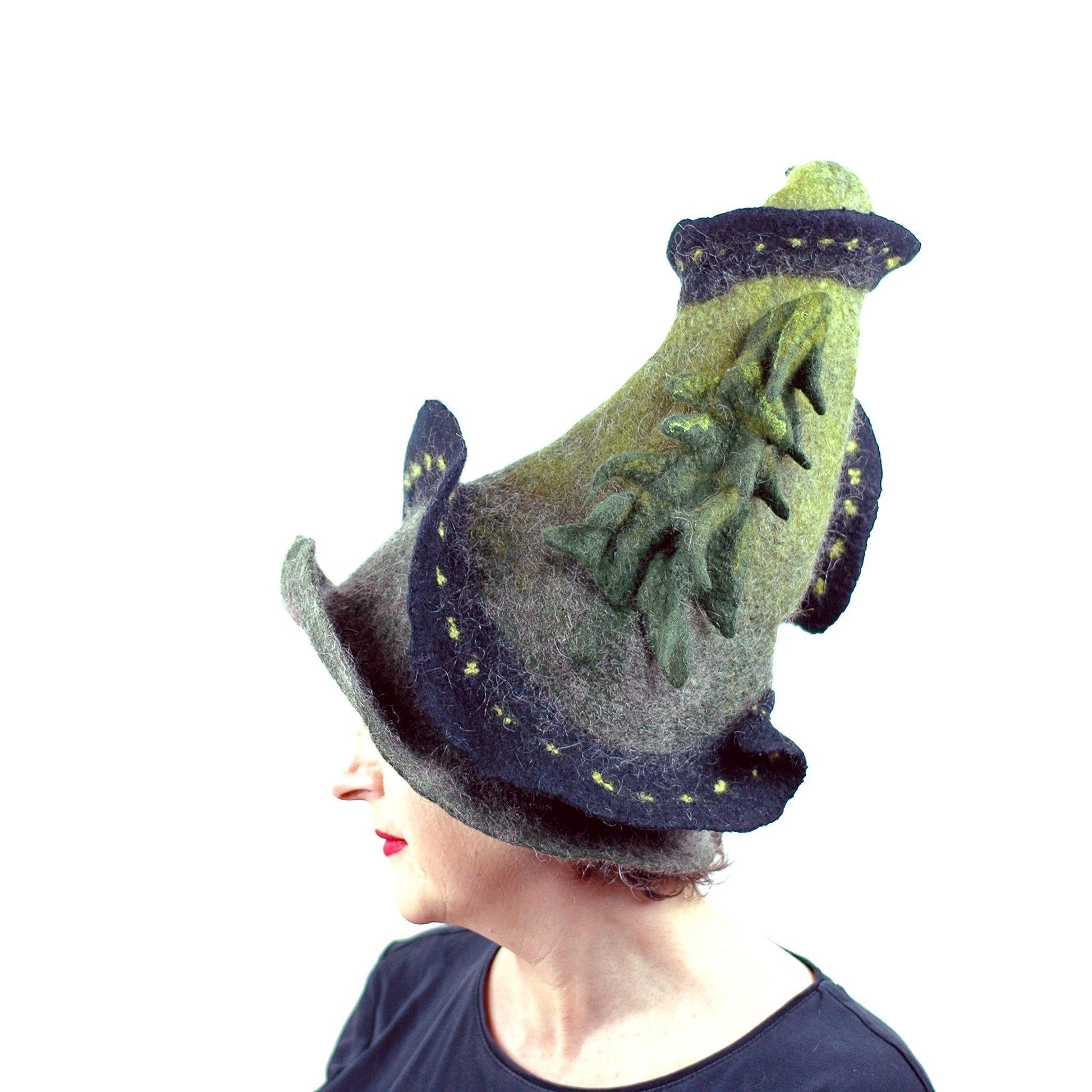 Long and Winding Road Felted Witch Hat - side view