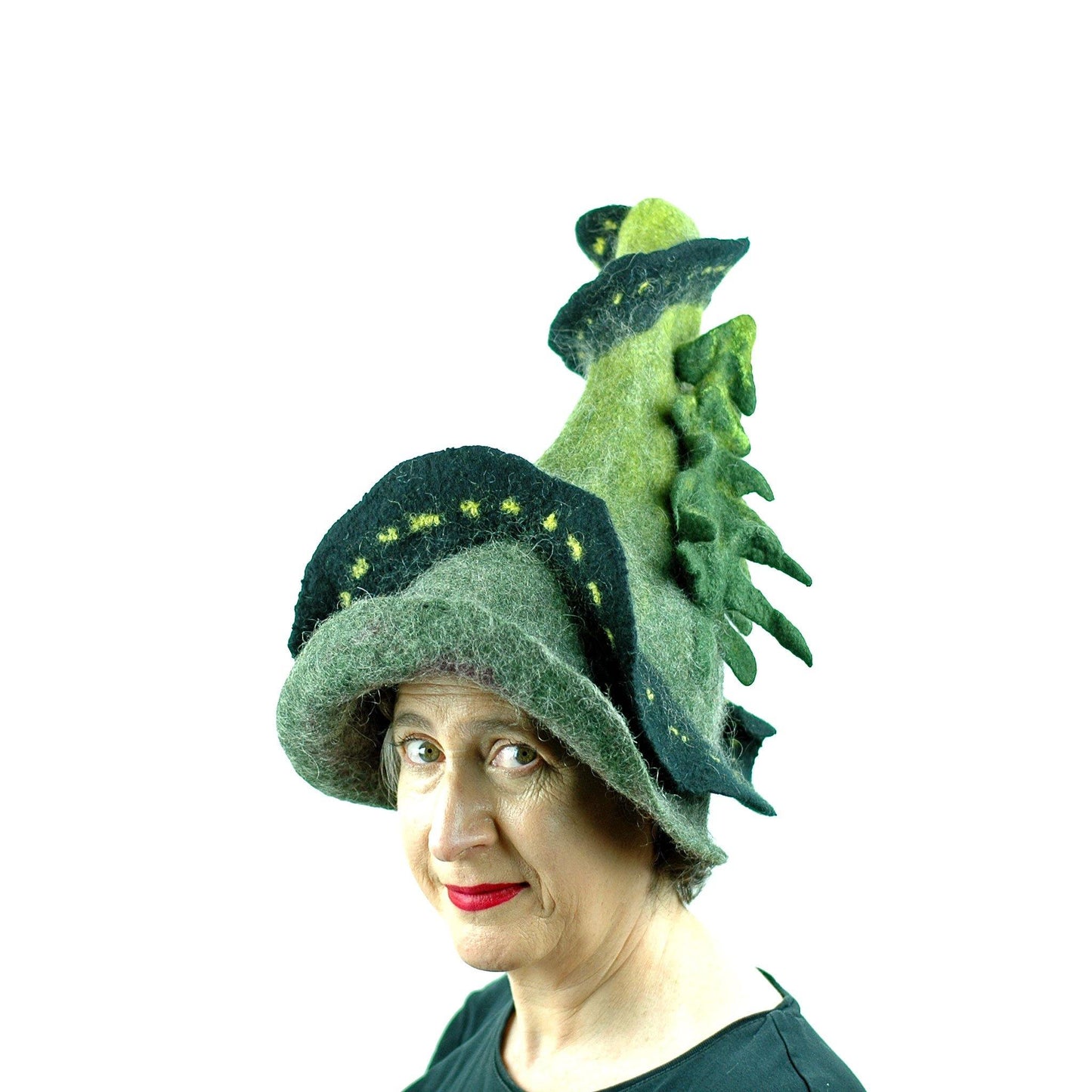 Long and Winding Road Felted Witch Hat - three quarters view