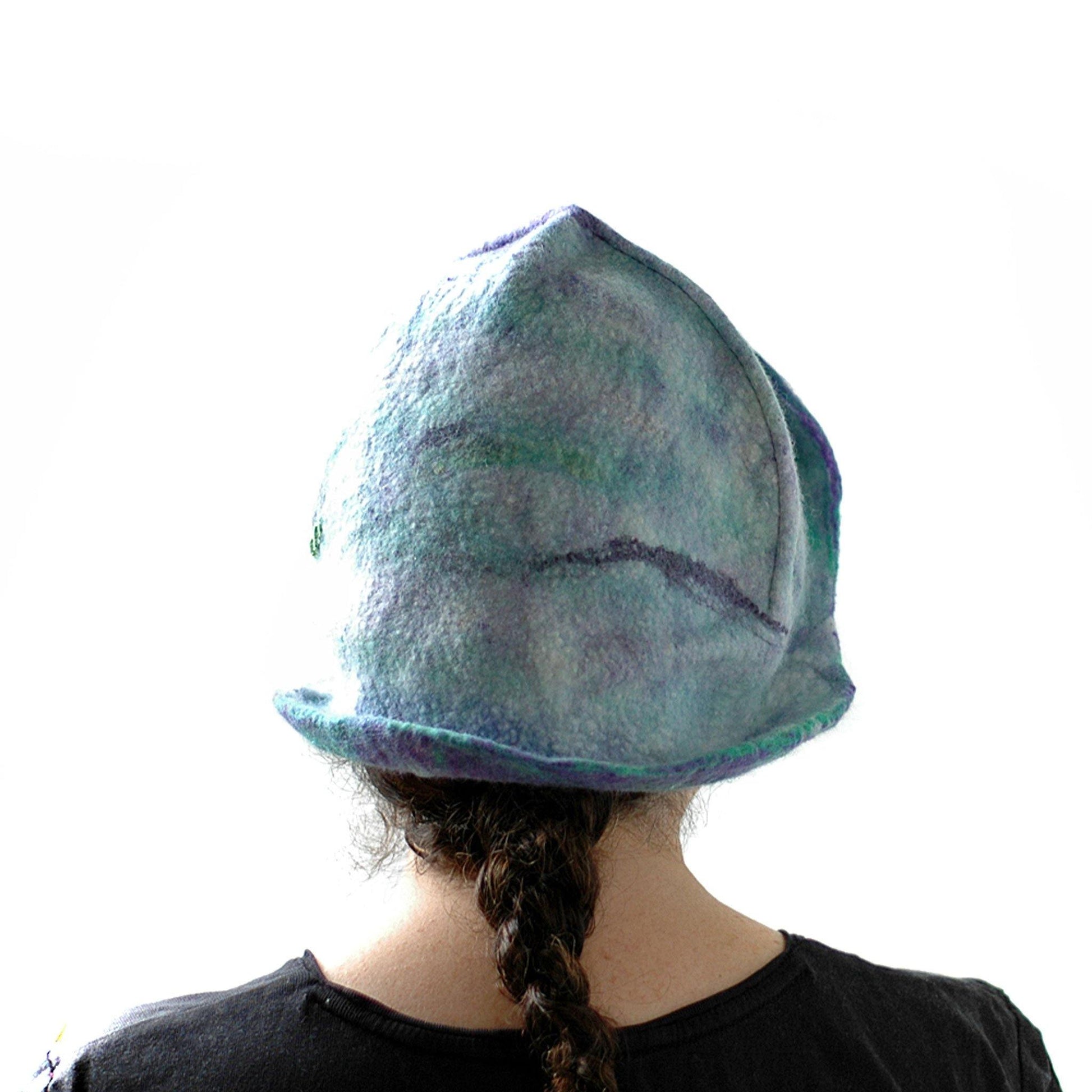 Mermaids Cloche in Green and Purple -back view