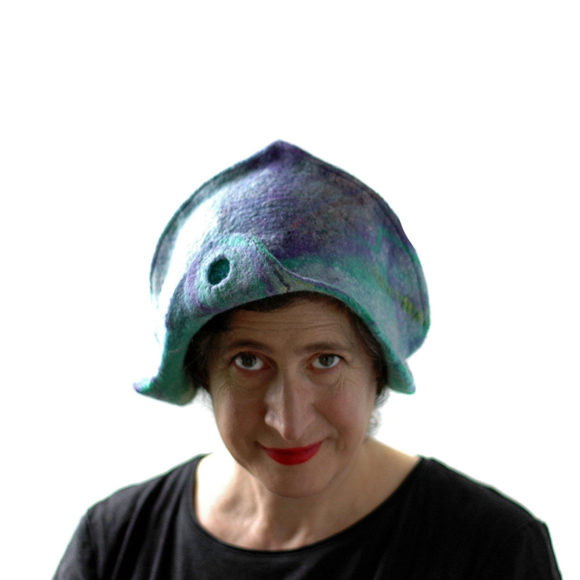 Mermaids Cloche in Green and Purple - front view