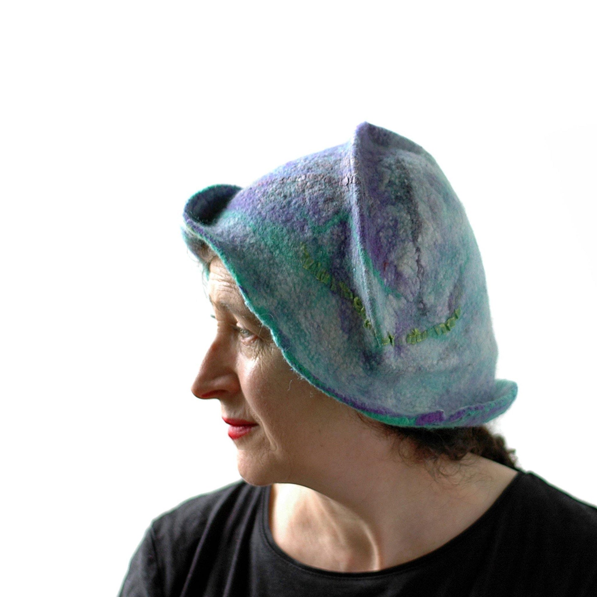 Mermaids Cloche in Green and Purple - side view
