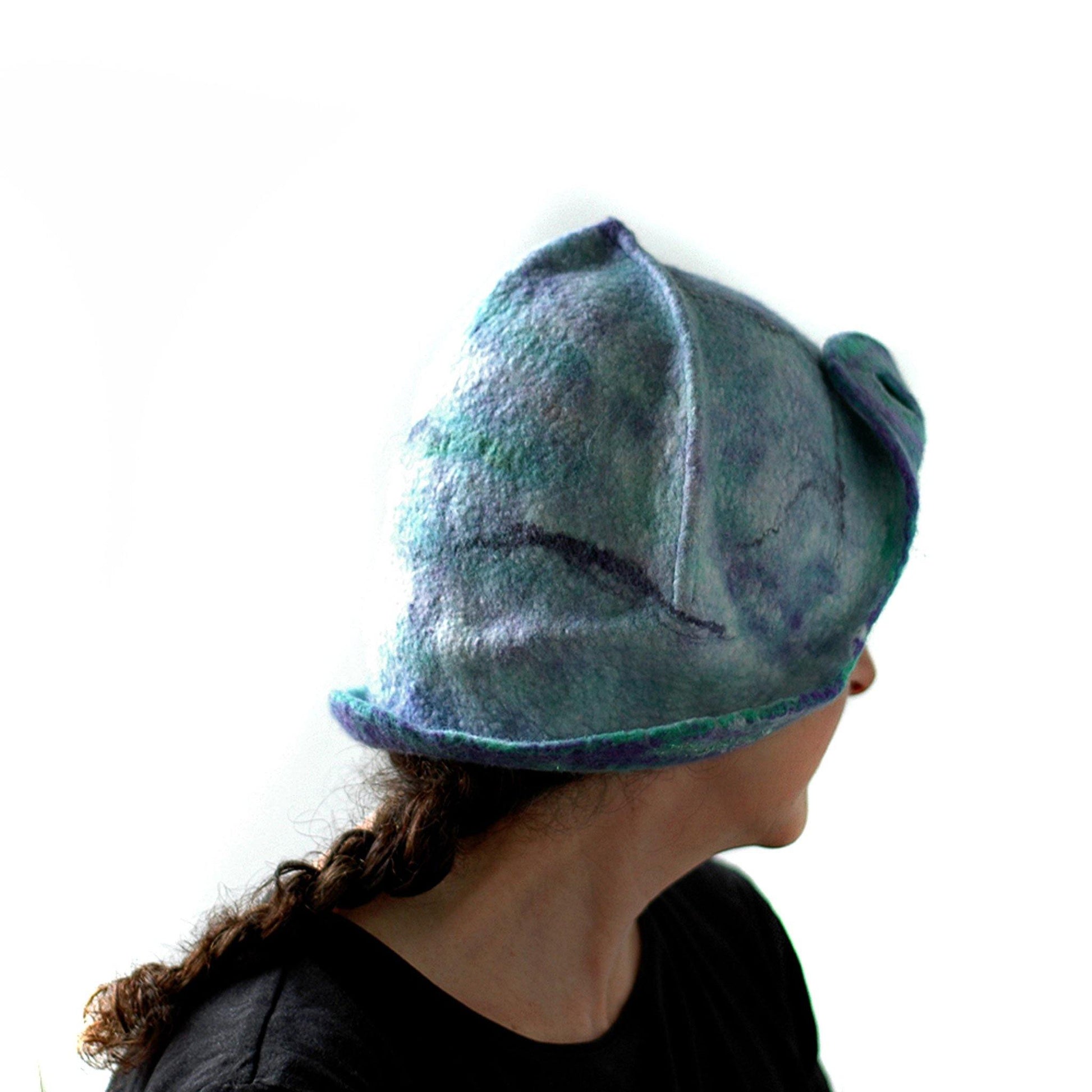 Mermaids Cloche in Green and Purple - side view 2