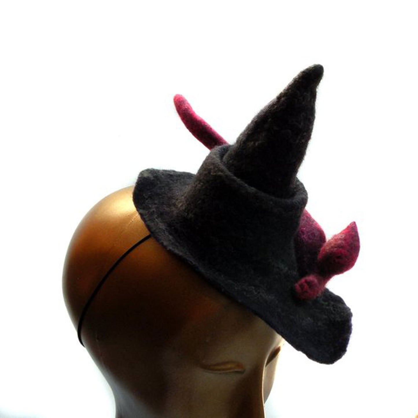 Mini Witch Cocktail Hat with Red Cat