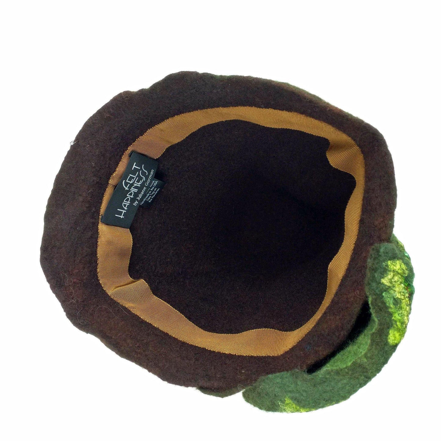 Mossy Forest Felted Fez - inside view