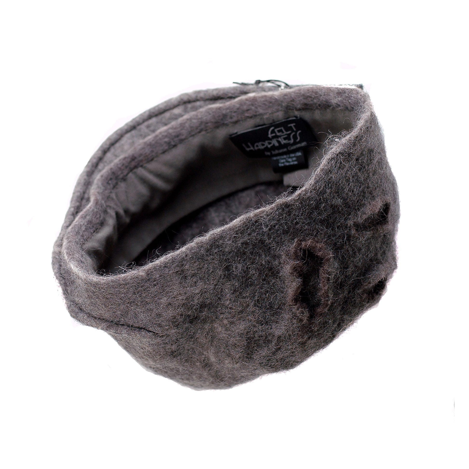 Simple Gray Gotland Wool Beret - inside view