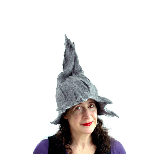 Gotland Wool Gray Wizard Felted Hat - front view