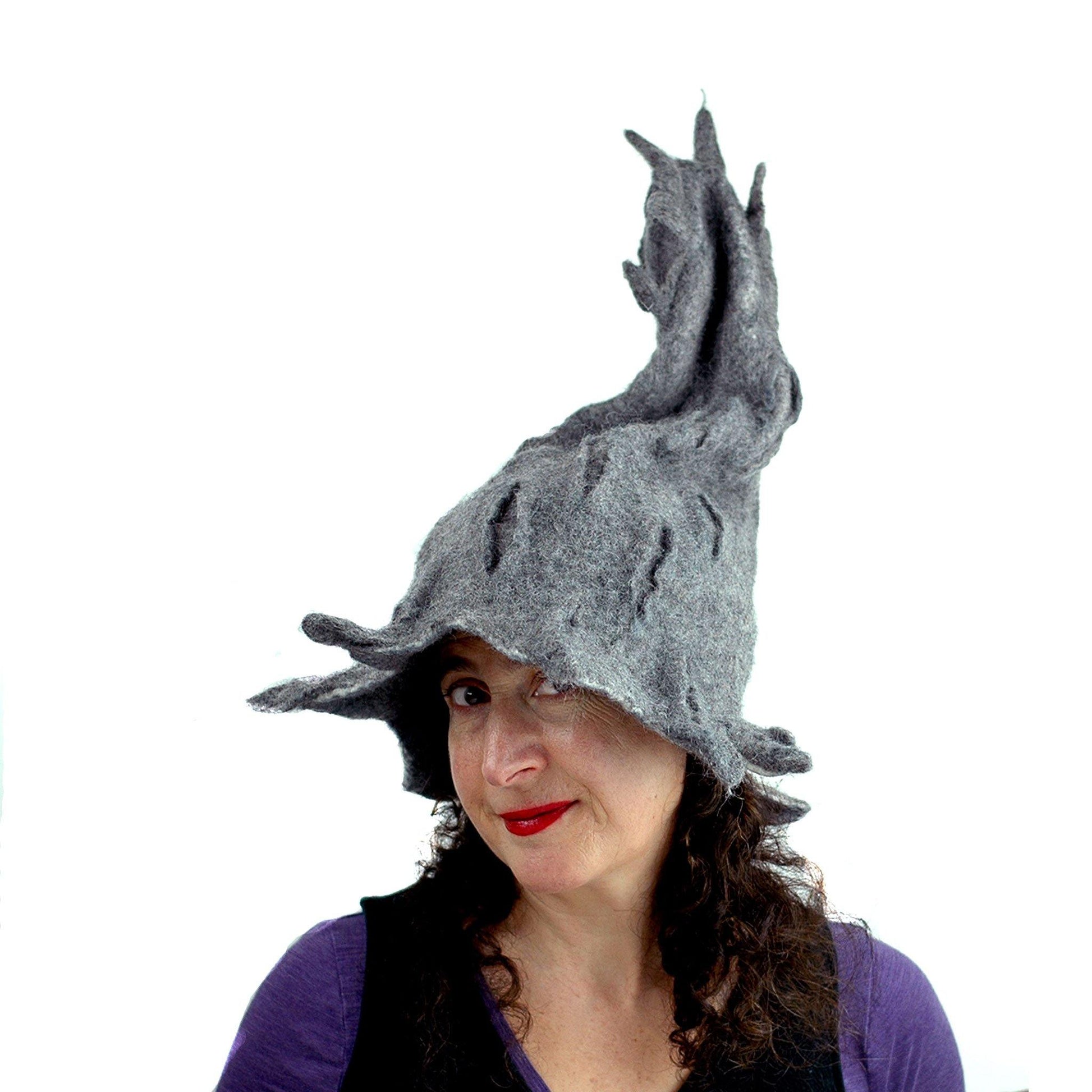 Gotland Wool Gray Wizard Felted Hat - 3/4 view