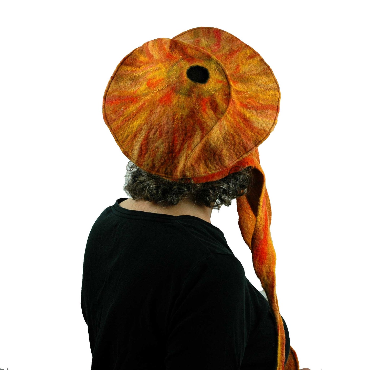 Orange Crater Beret with Ties - back view