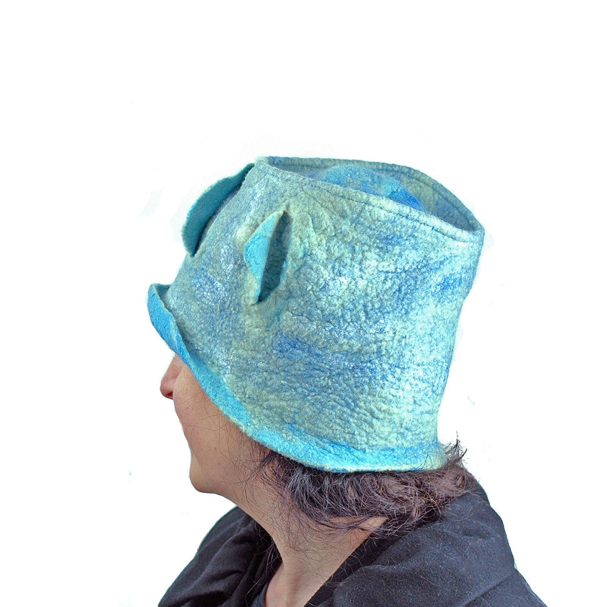 Pale Blue Green Top Hat - back view