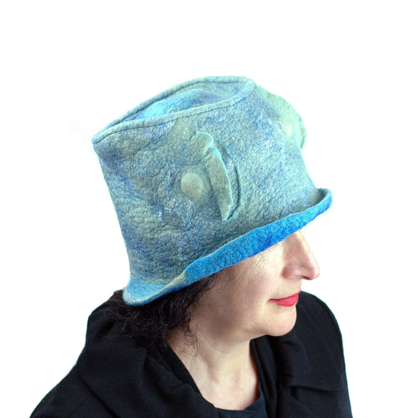 Pale Blue Green Top Hat - side view 2