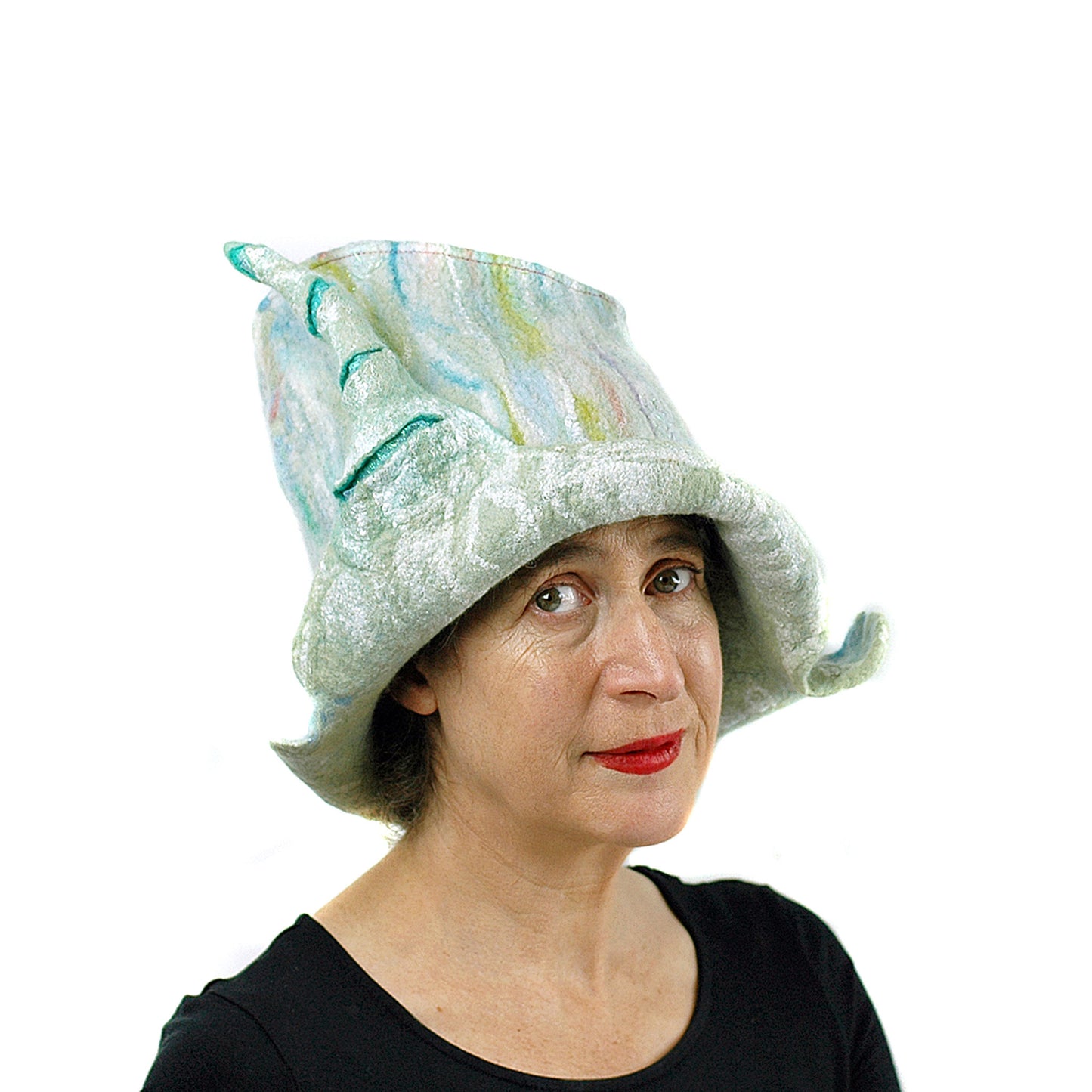 Pale Green Unicorn Fantasy Hat - front view