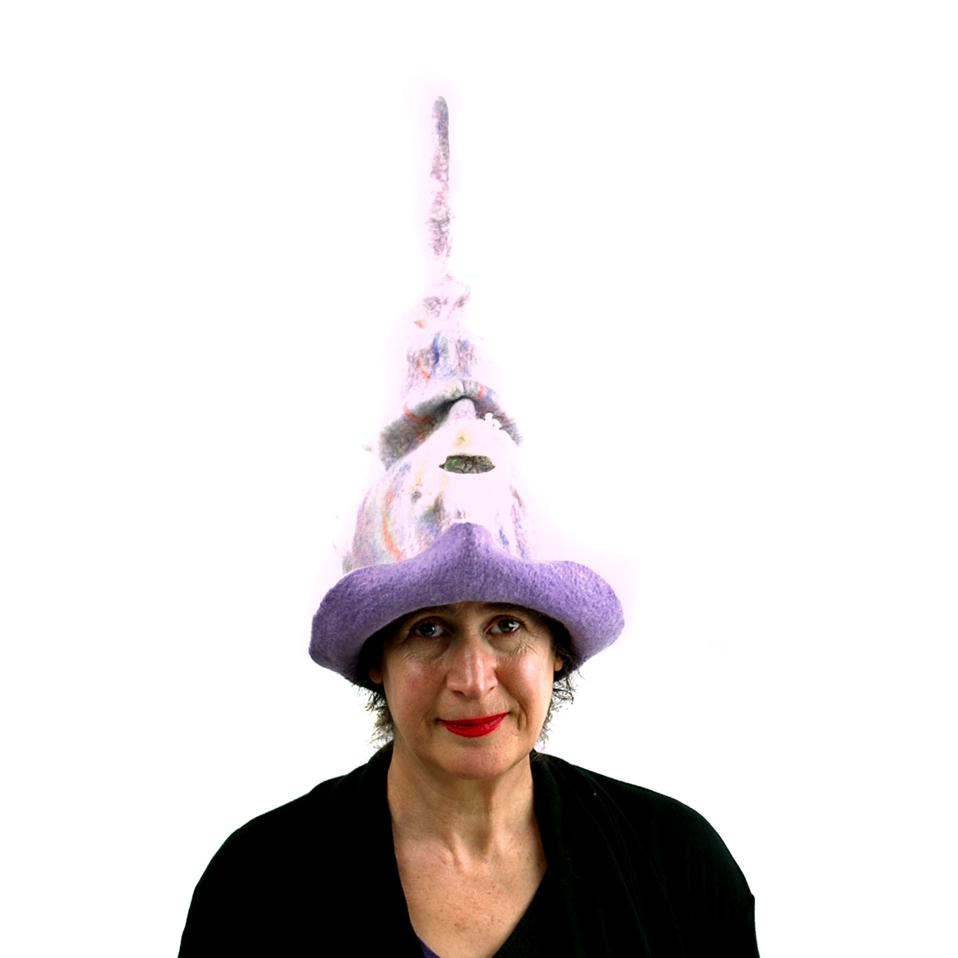 Pale Purple, Pastel Colored, Felted Unicorn Hat -front view