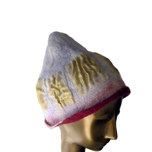 Pink and Gold felted Beanie