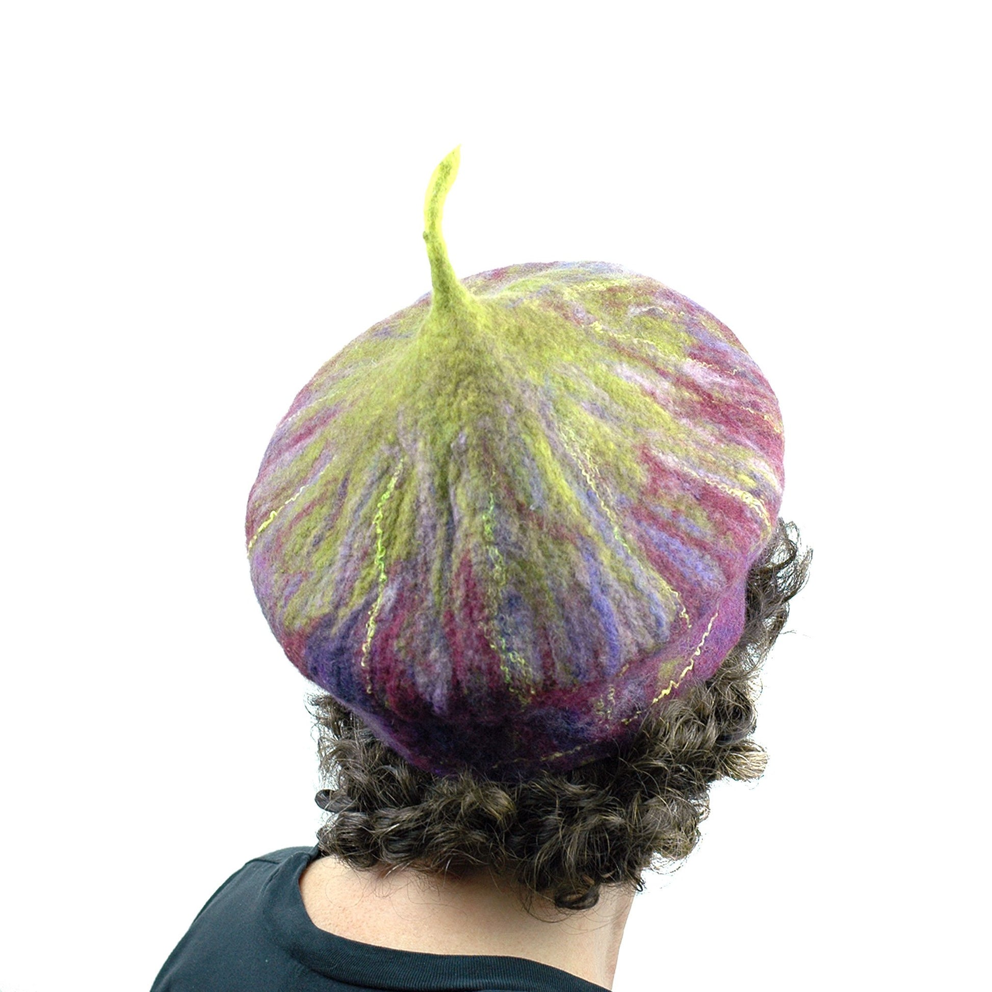 Purple and Green Felted Fig Hat - back view