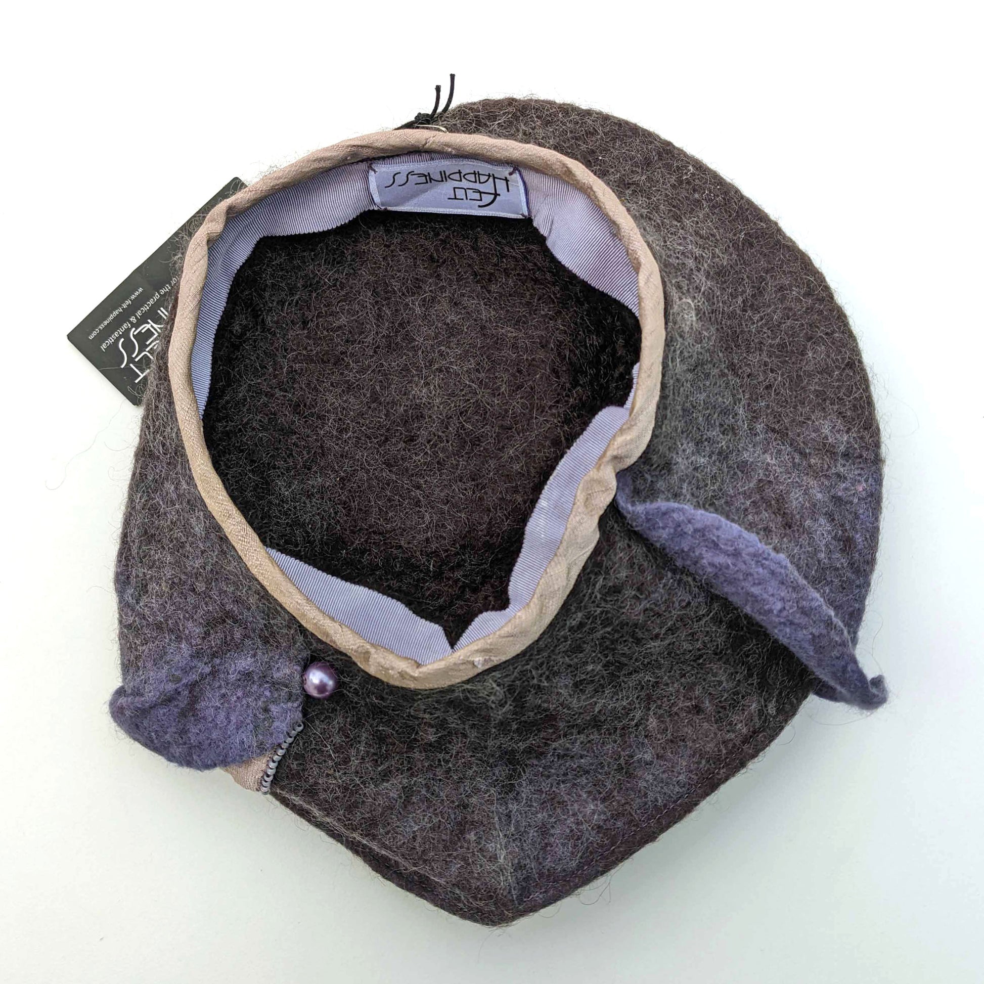 Purple Exclamation Mark Beret - insideview