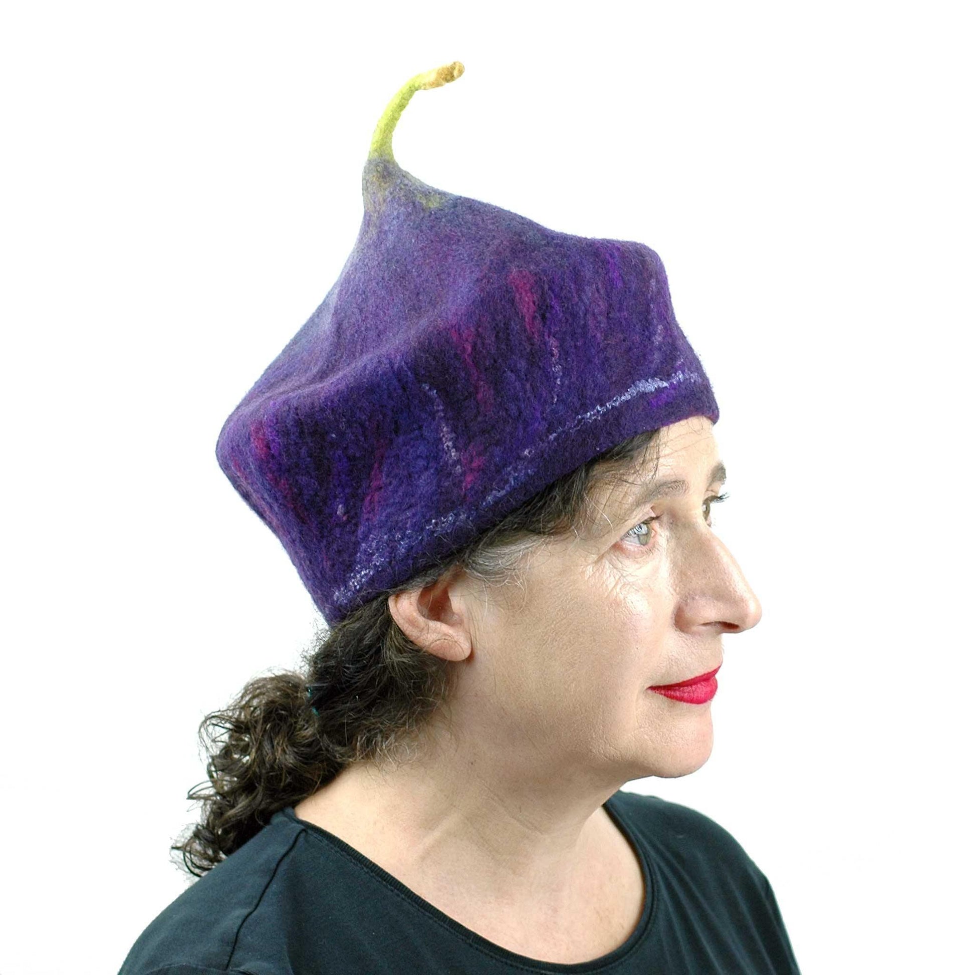 Purple Fig Felted Cap Small Size - three quarters view