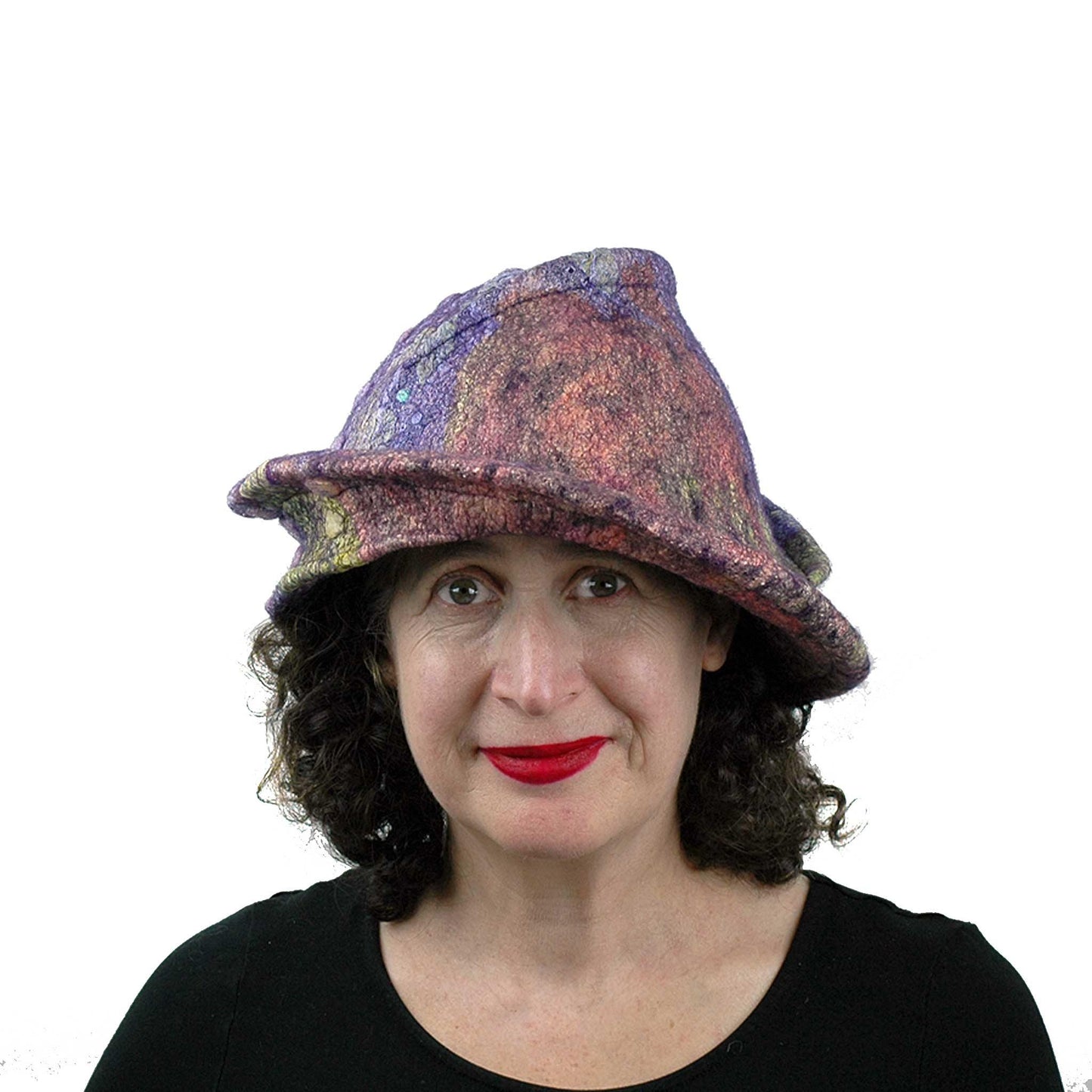 Purple Jewel Toned Brim Hat - flexible front