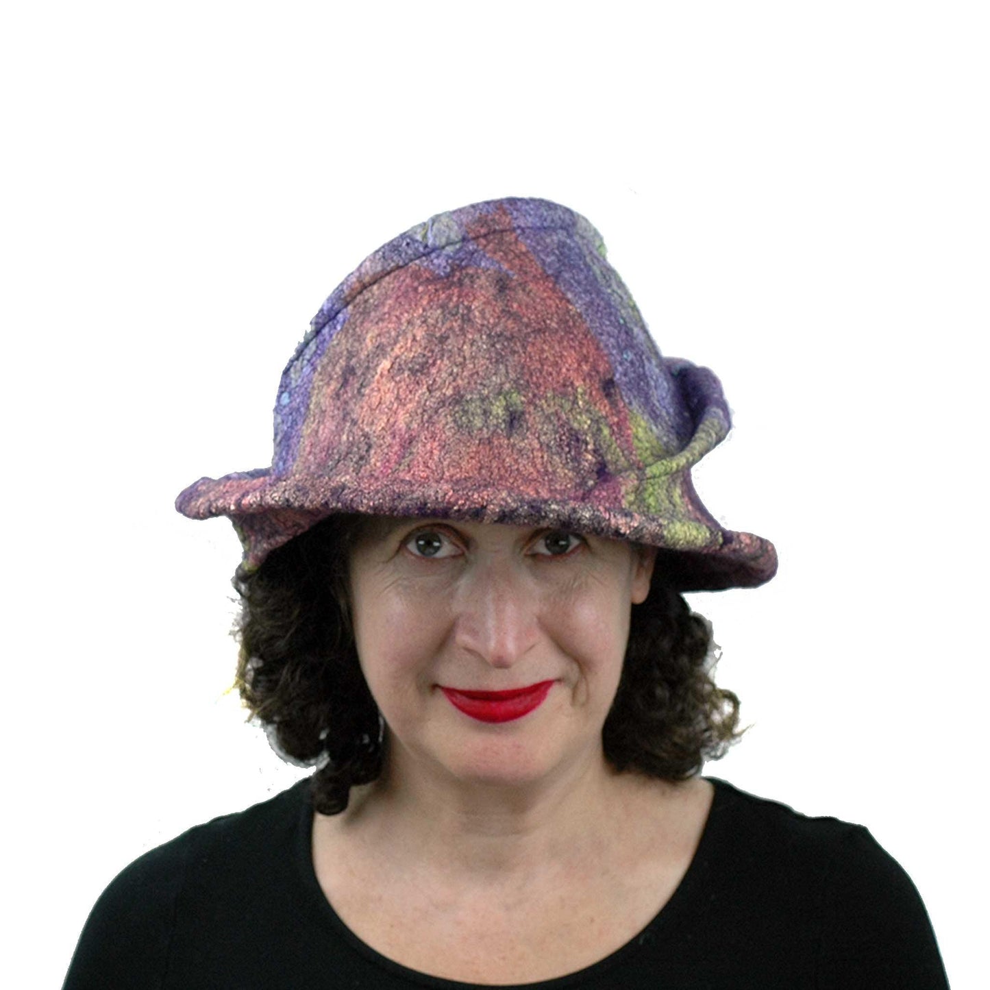 Purple Jewel Toned Brim Hat - flexible front