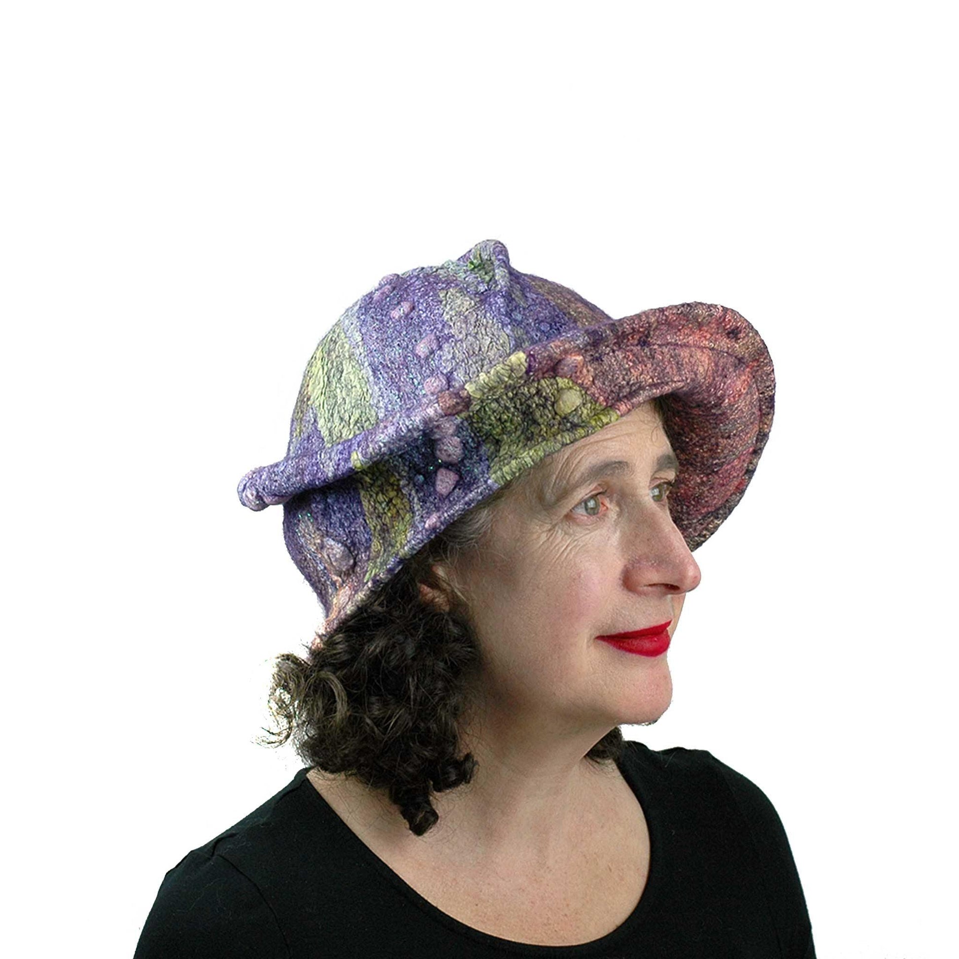 Purple Jewel Toned Brim Hat - Side view