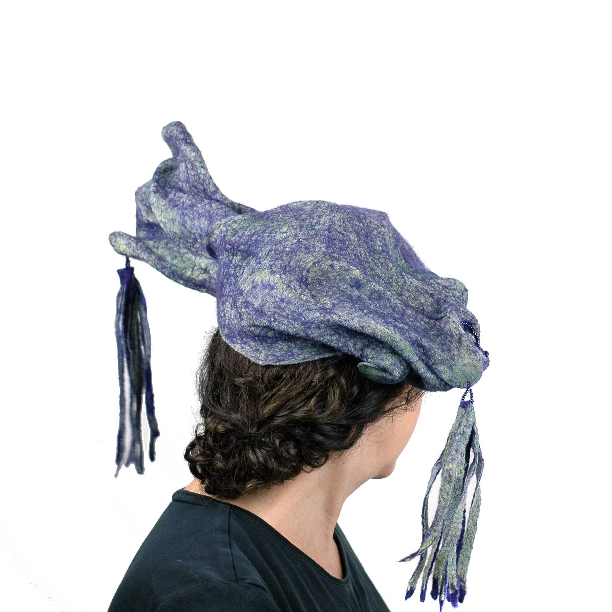 Purple Jester Fantasy Headdress with Tassels