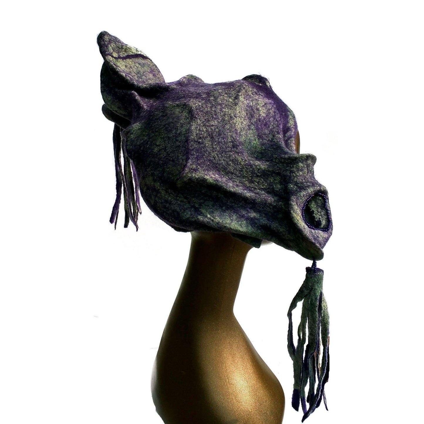 Purple Jester Fantasy Headdress with Tassels