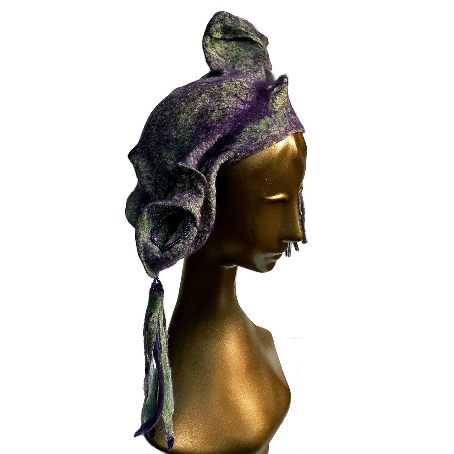 Purple Jester Fantasy Headdress with Tassels