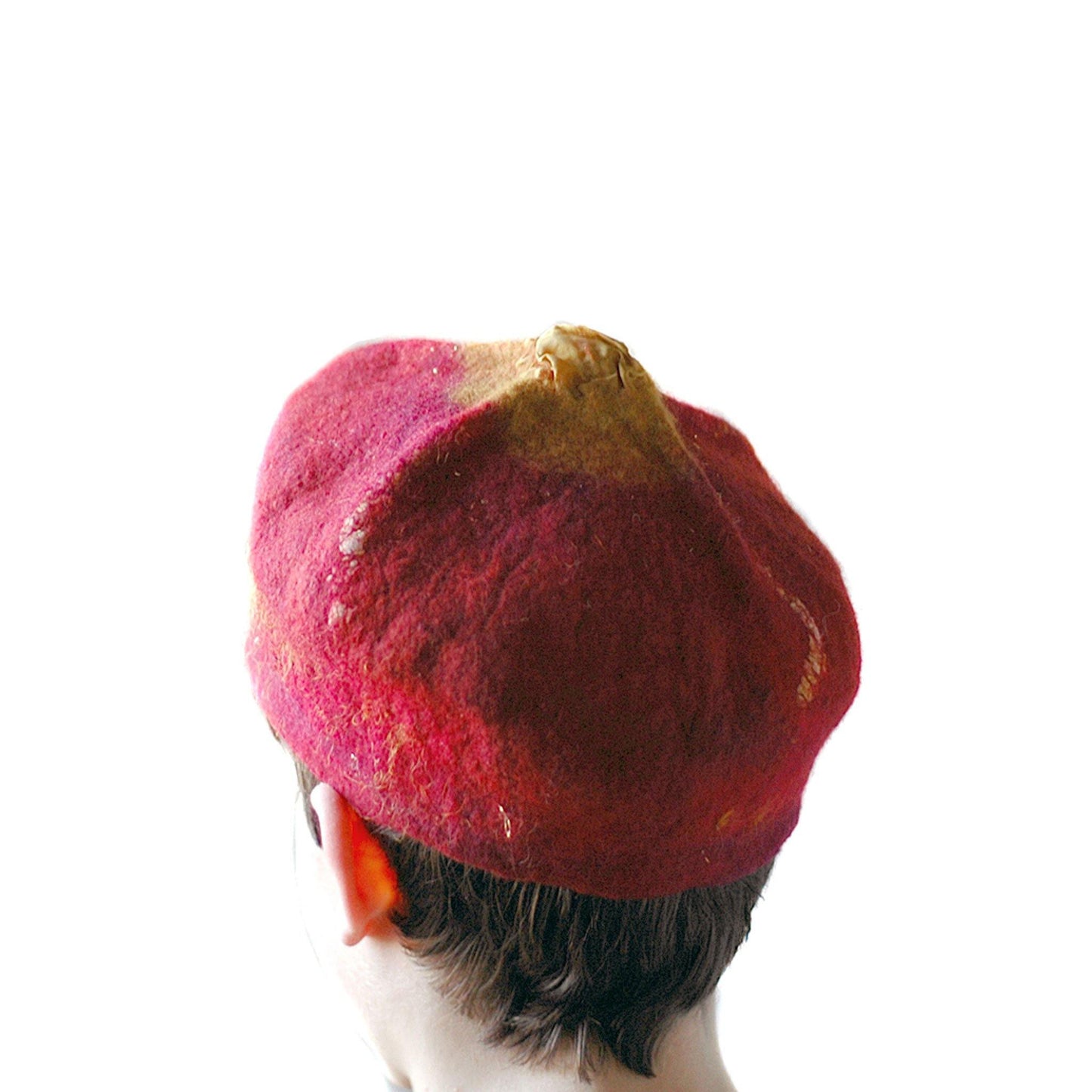 Red and Gold Biretta Hat -back view