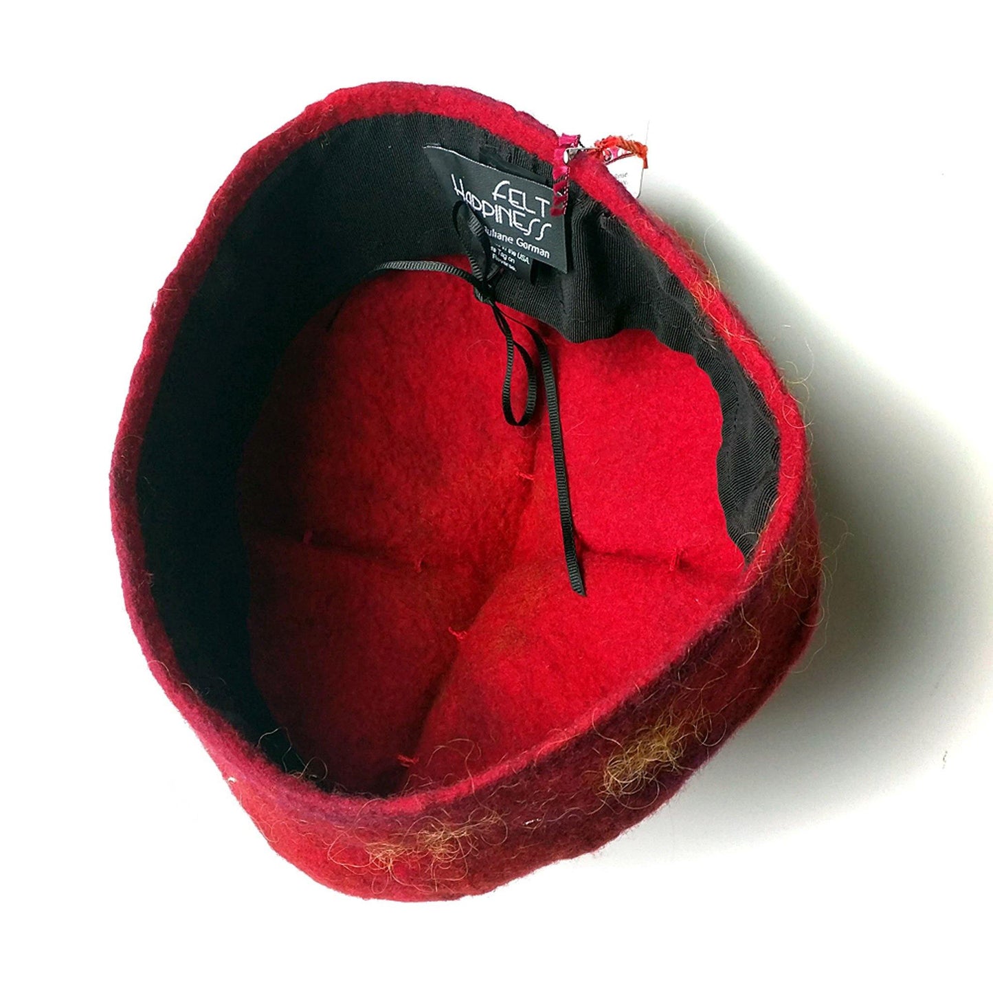 Red and Gold Biretta Hat - inside view