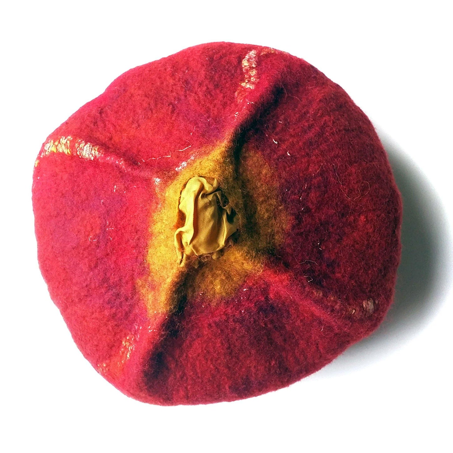 Red and Gold Biretta Hat - top view