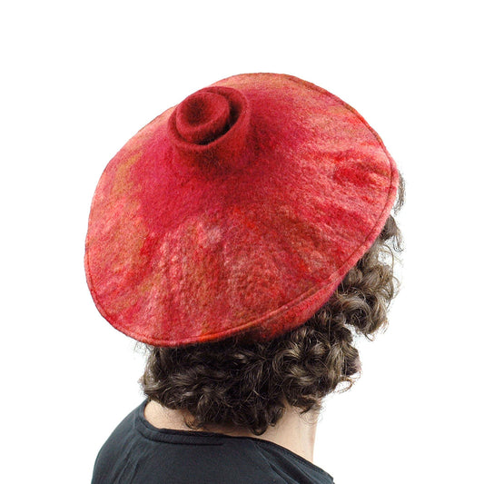 Rust Colored Felted Beret - back view